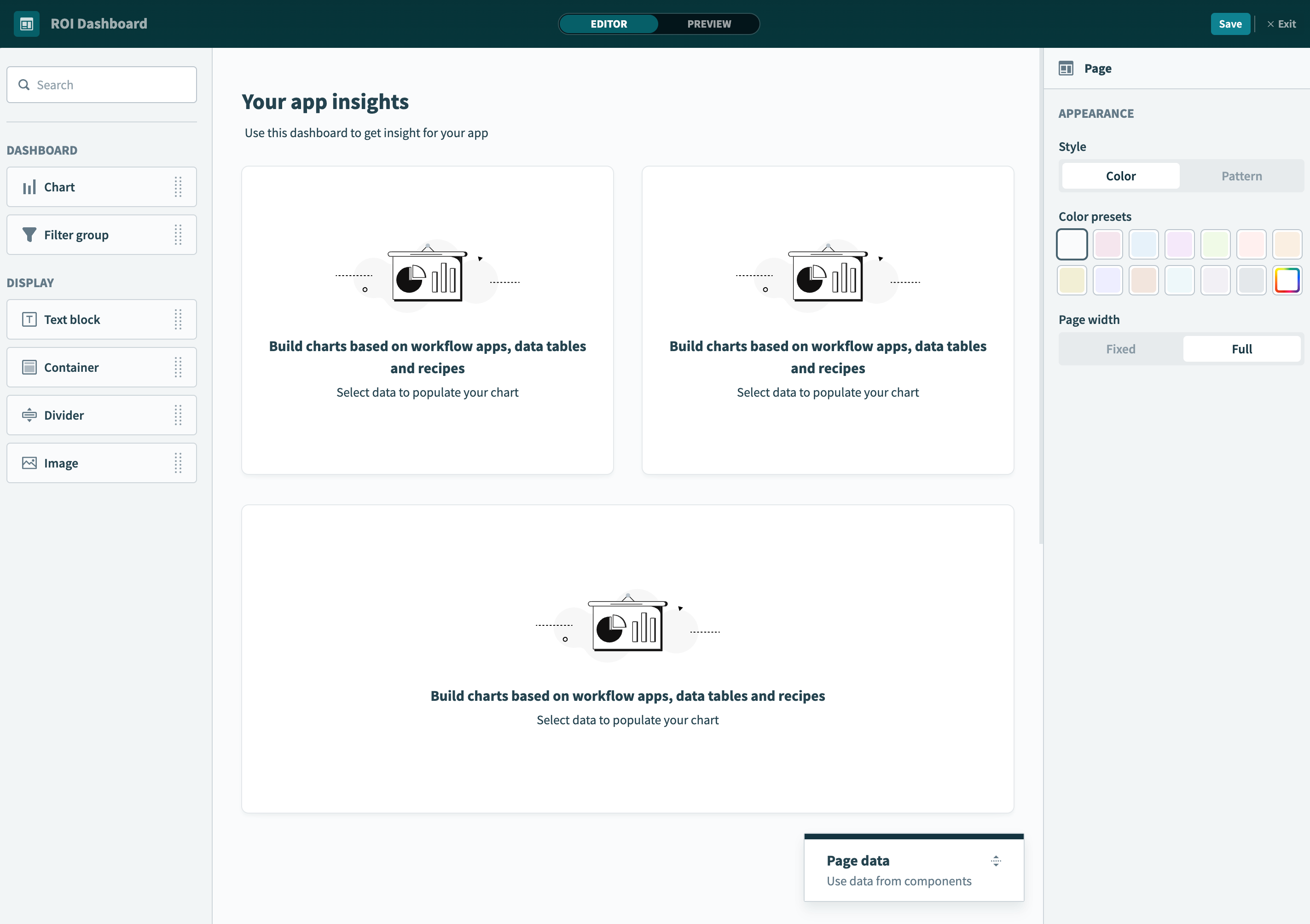 Create the dashboard page