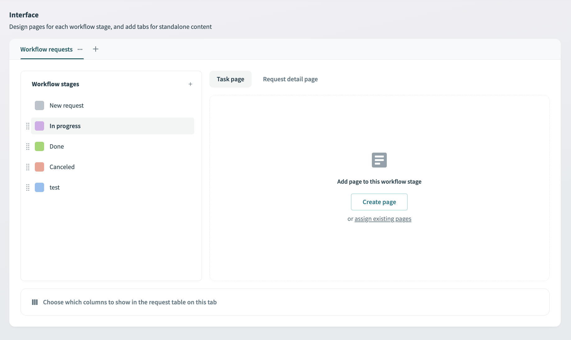 Assign a workflow stage to a page