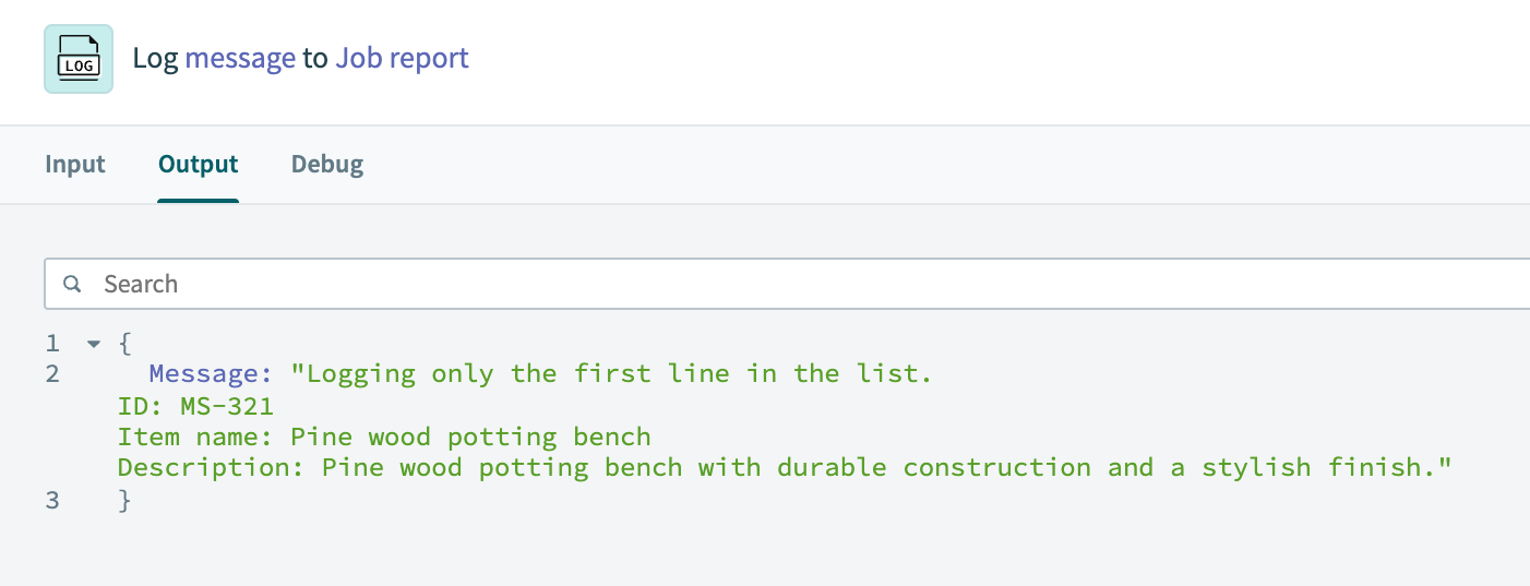 Log message result