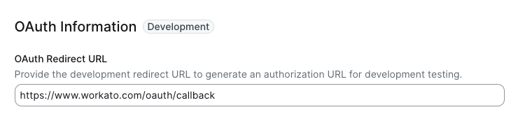OAuth Redirect URL