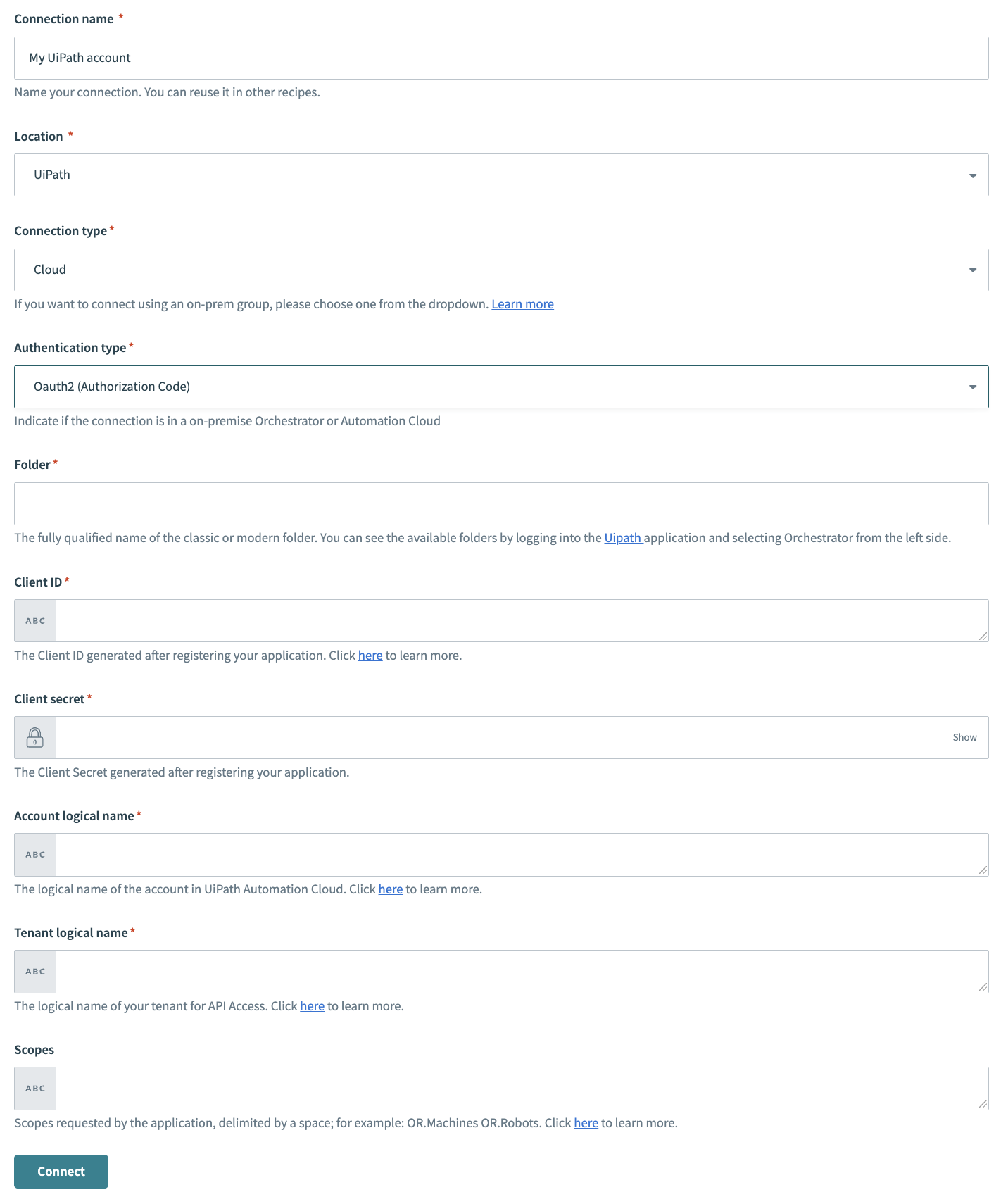 UiPath OAuth 2.0