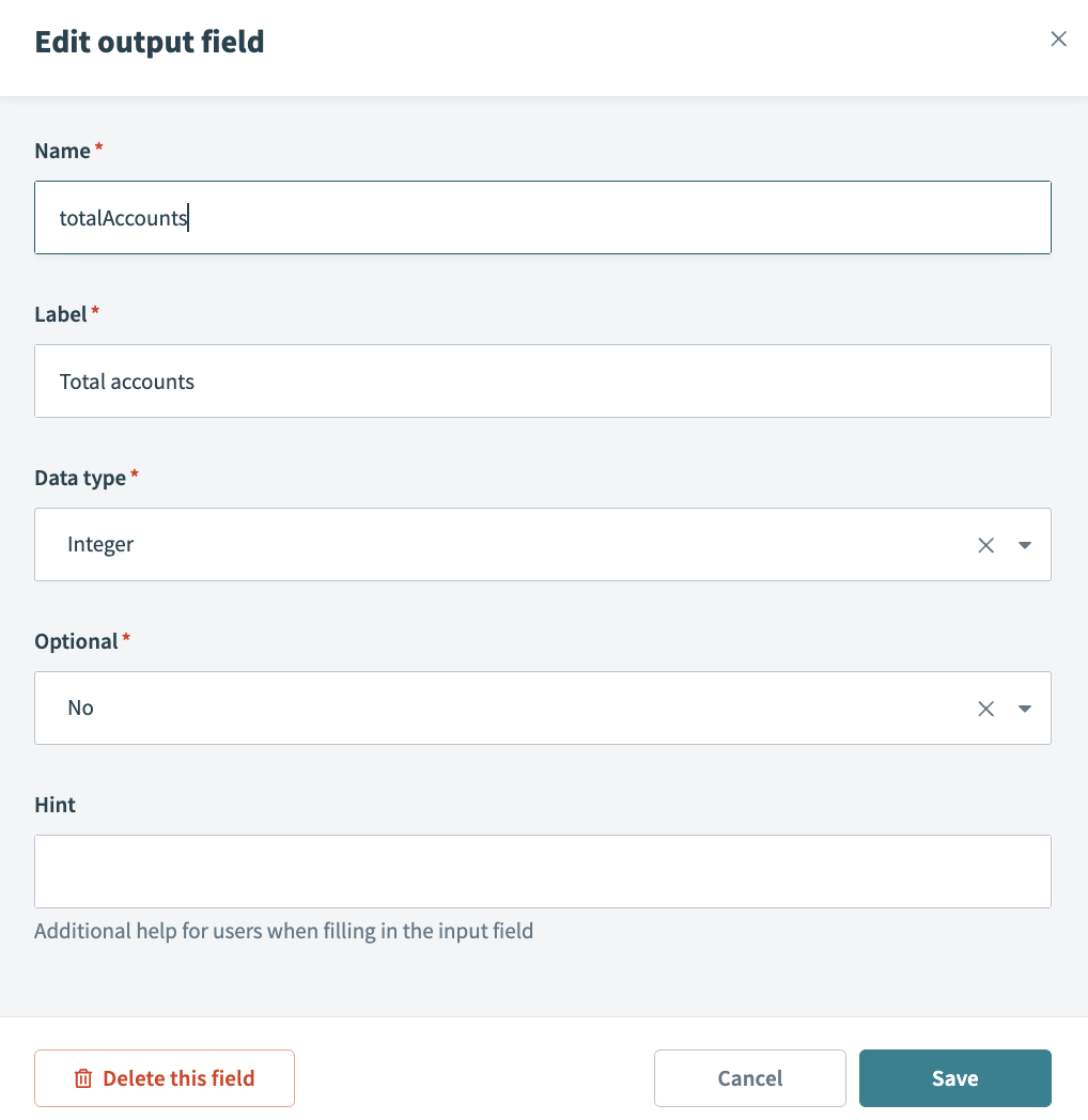 Configure output schema
