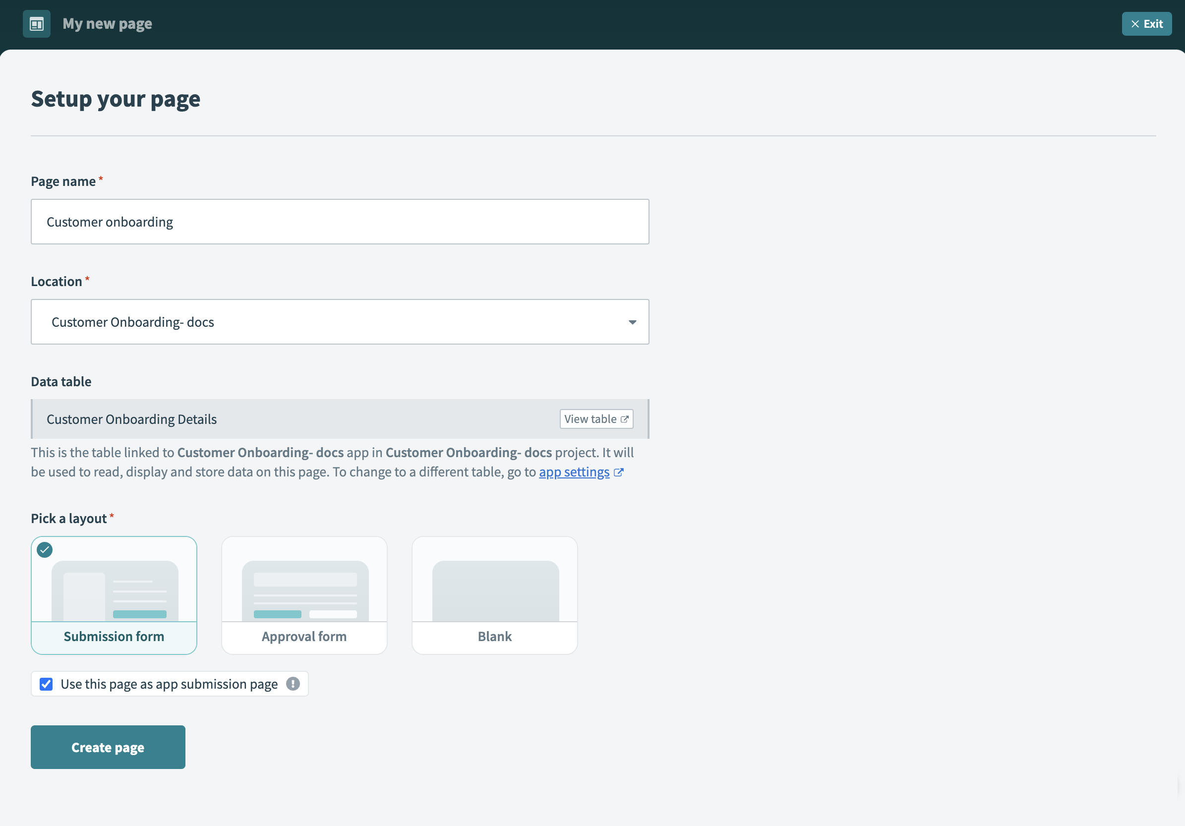 Create a new page