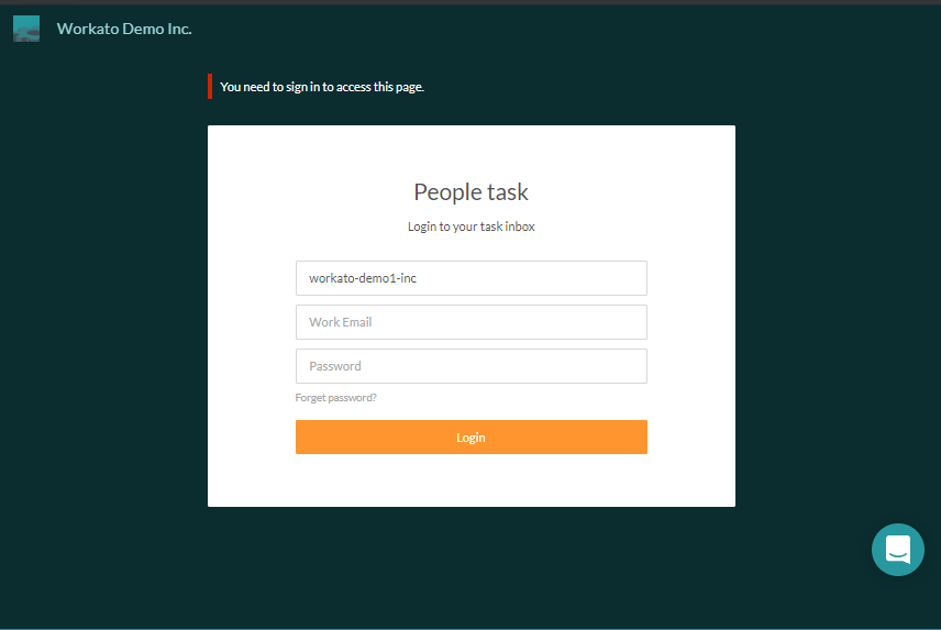 People Task login screen
