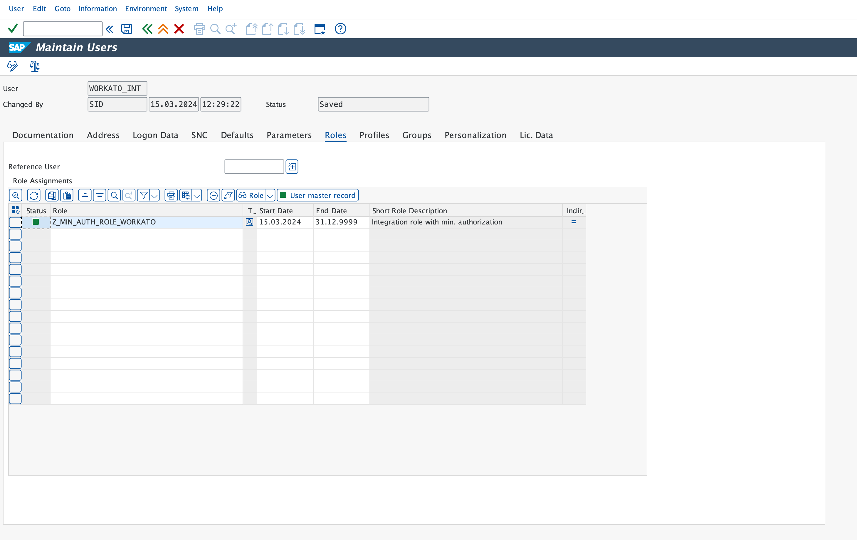 Assign role to user