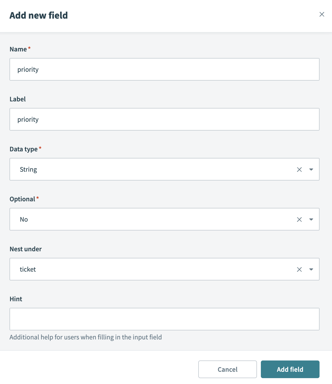 Subject request schema