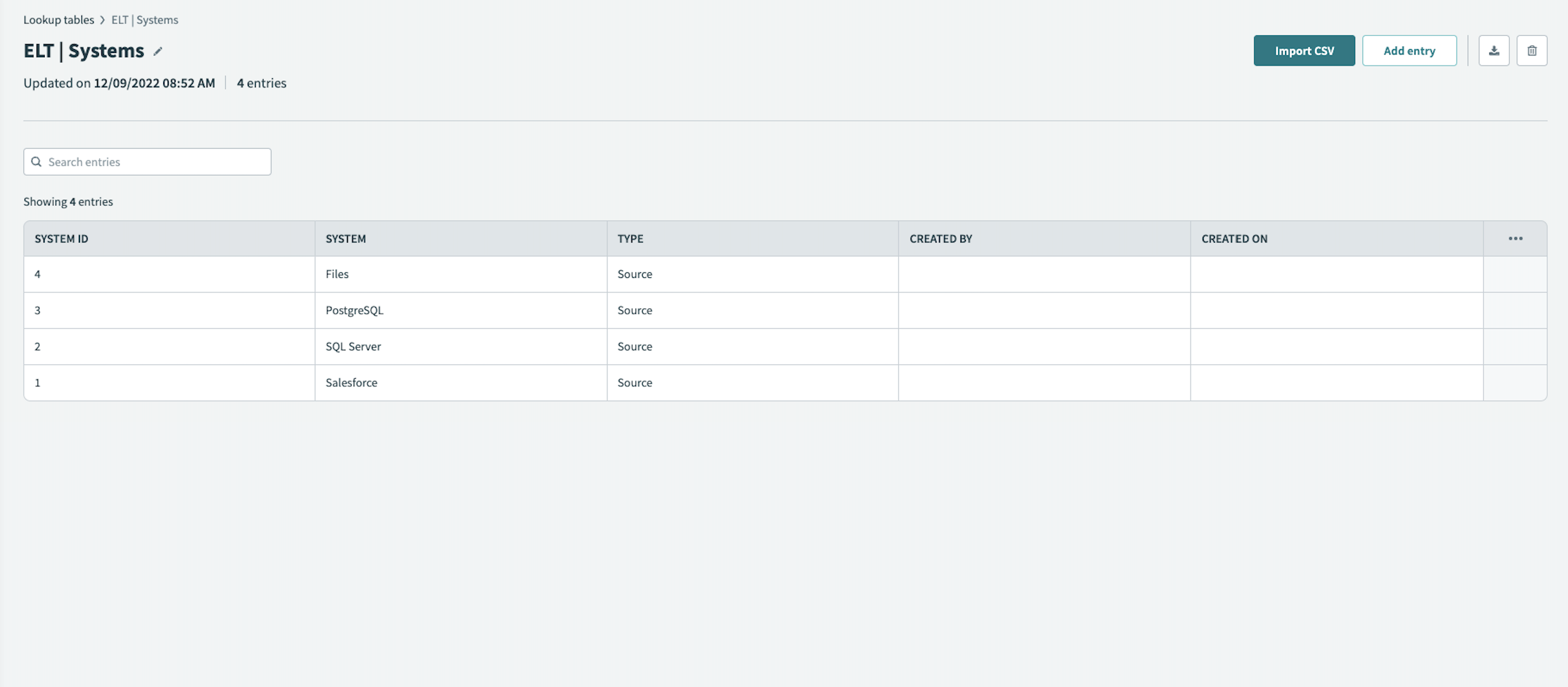 Edit lookup table