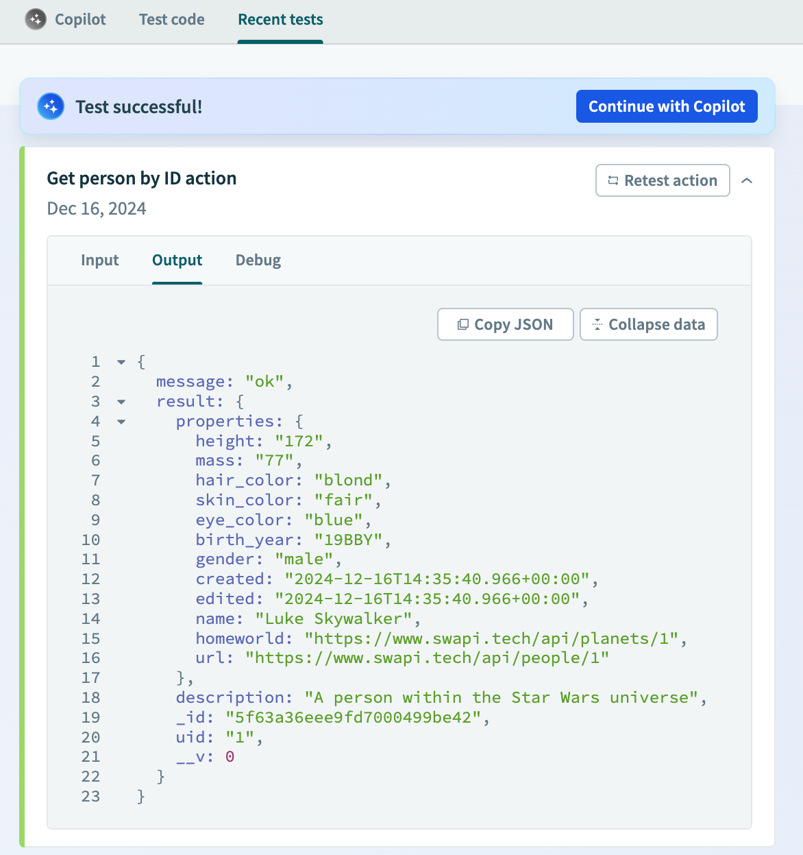 View the output