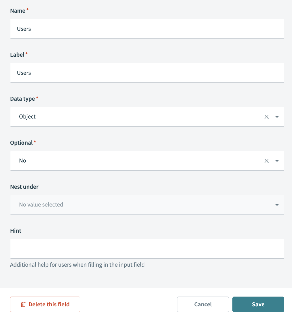 Users object