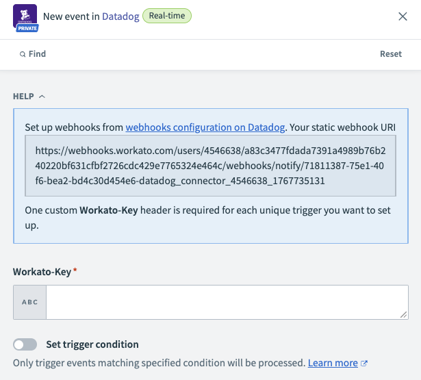 Static webhook URI