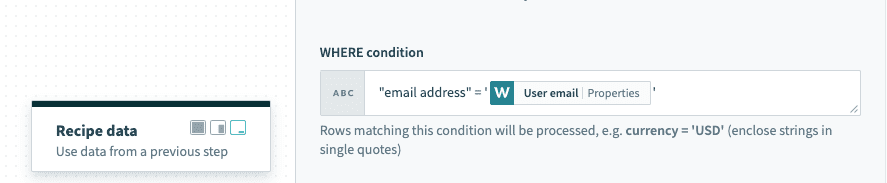 WHERE condition with enclosed identifier