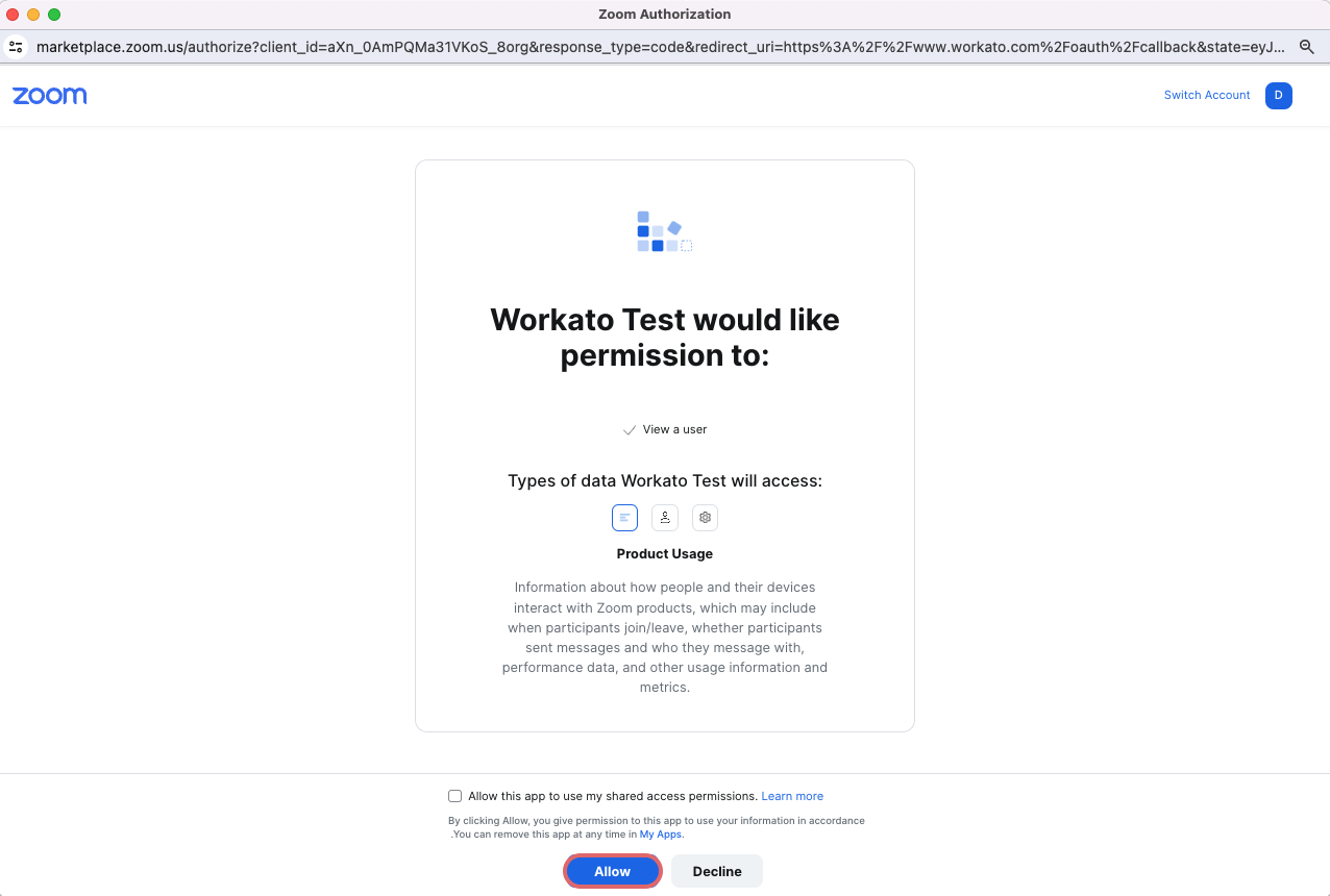 Enable the Zoom app